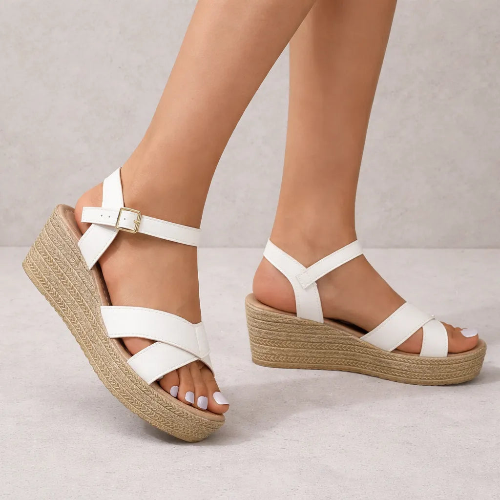 Espadrille en cuir femme Bandol | Plateforme jute