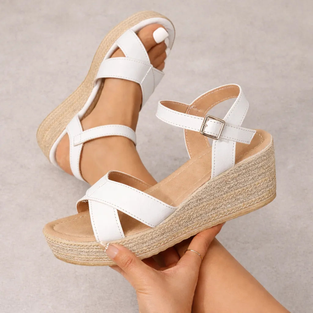 Espadrille en cuir femme Bandol | Plateforme jute