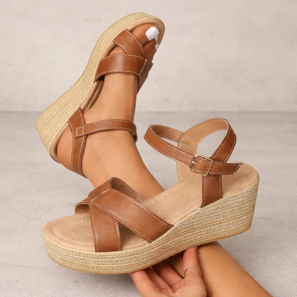 Espadrille en cuir femme Bandol | Plateforme jute