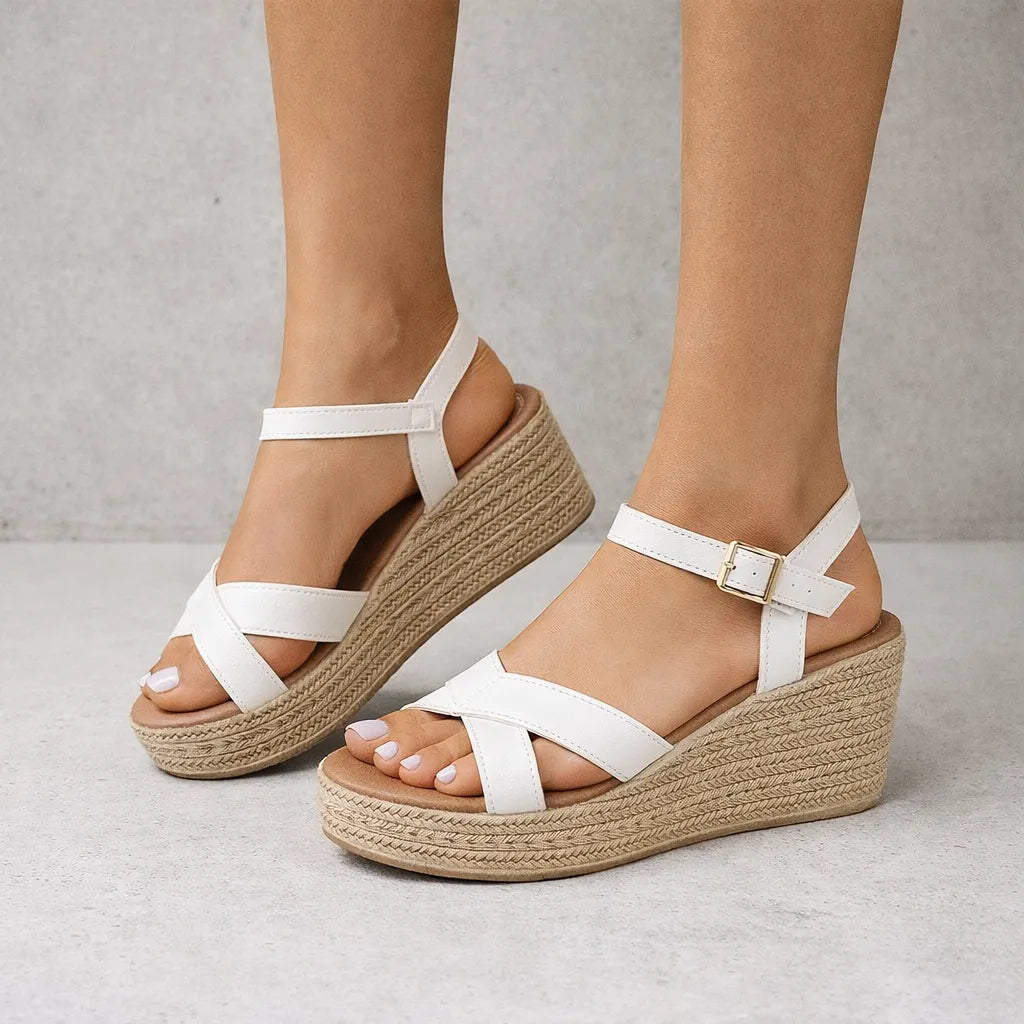 Espadrille en cuir femme Bandol | Plateforme jute