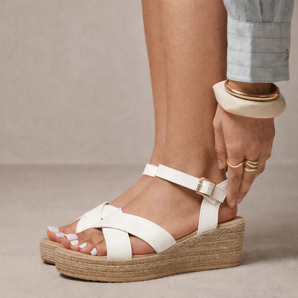 Espadrille en cuir femme Bandol | Plateforme jute
