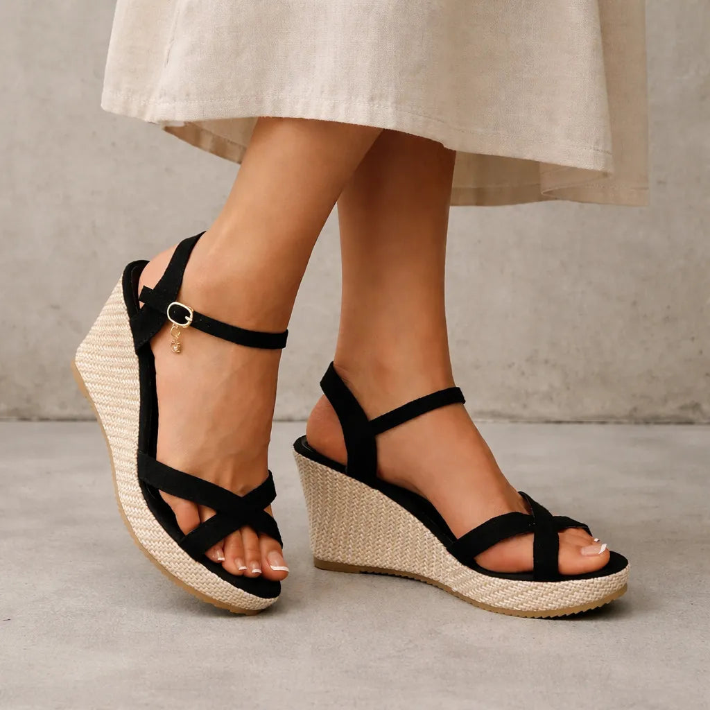 Espadrille sandale femme Sorella | Suède breloque dorée