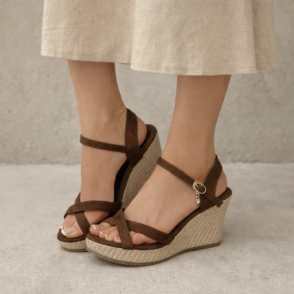 Espadrille sandale femme Sorella | Suède breloque dorée