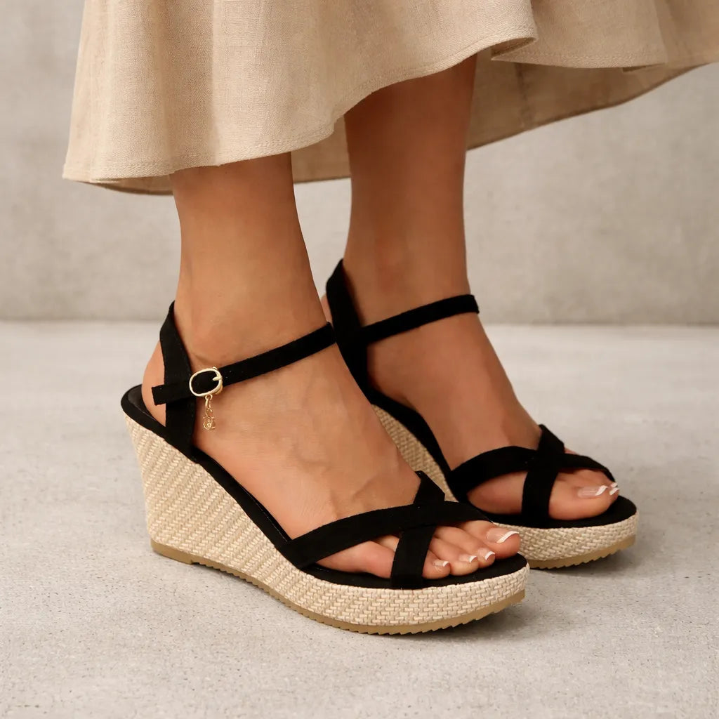 Espadrille sandale femme Sorella | Suède breloque dorée