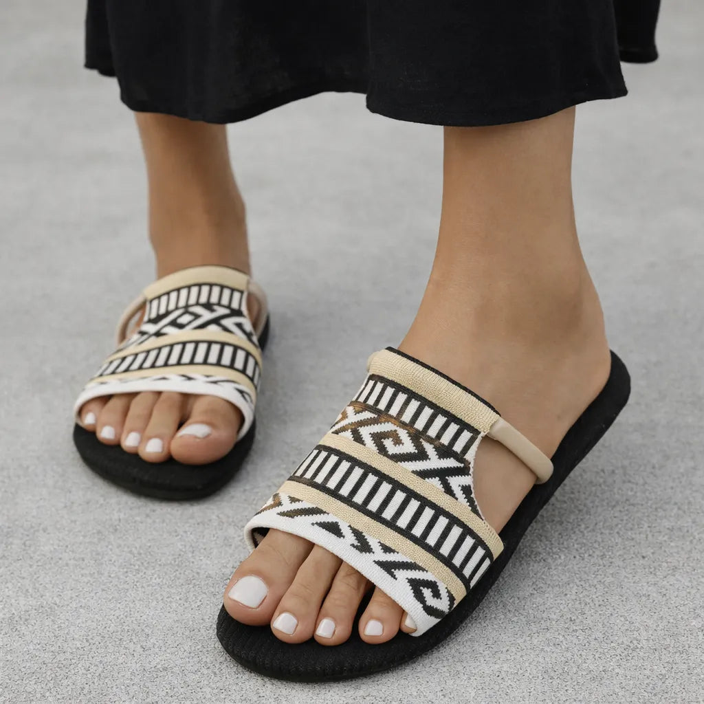Mule ethnique femme Berena | Tricot jacquard aztèque