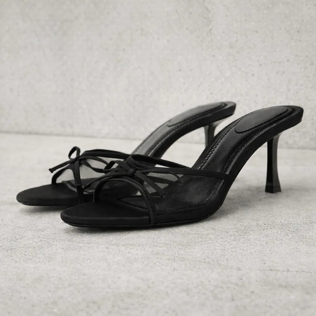 Mule stiletto femme Seraphina | Tulle nœud délicat