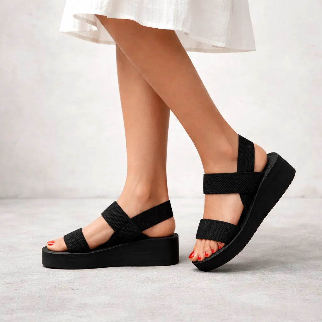 Sandale plateforme tissu Niloufar | Double bride stretch