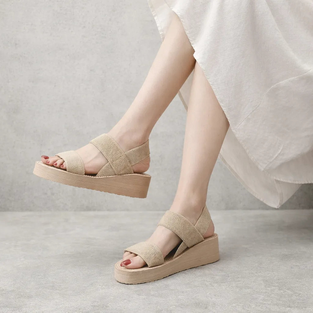 Sandale plateforme tissu Niloufar | Double bride stretch