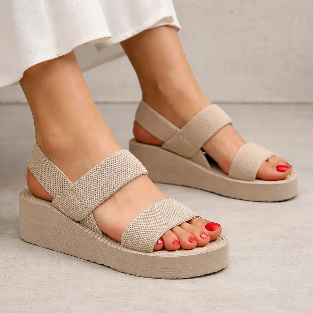 Sandale plateforme tissu Niloufar | Double bride stretch