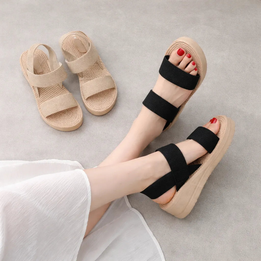 Sandale plateforme tissu Niloufar | Double bride stretch