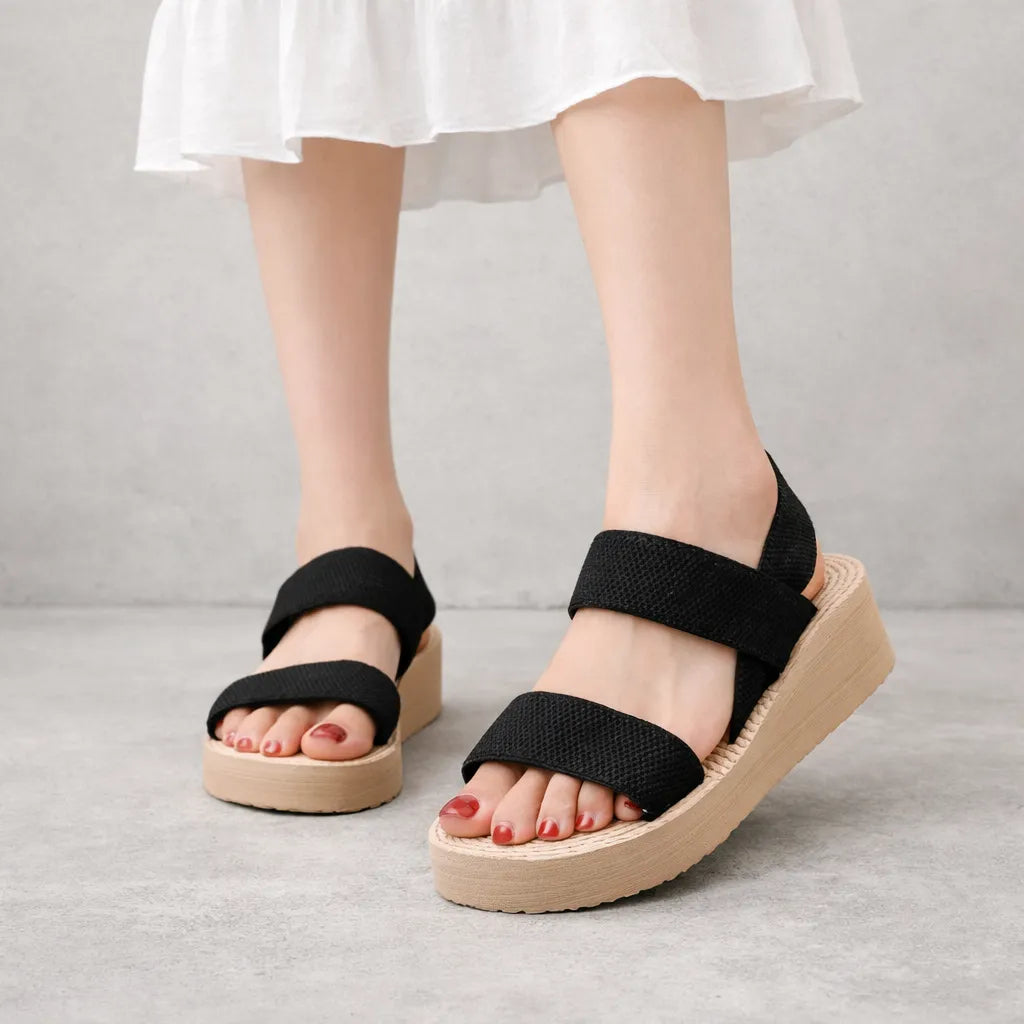 Sandale plateforme tissu Niloufar | Double bride stretch