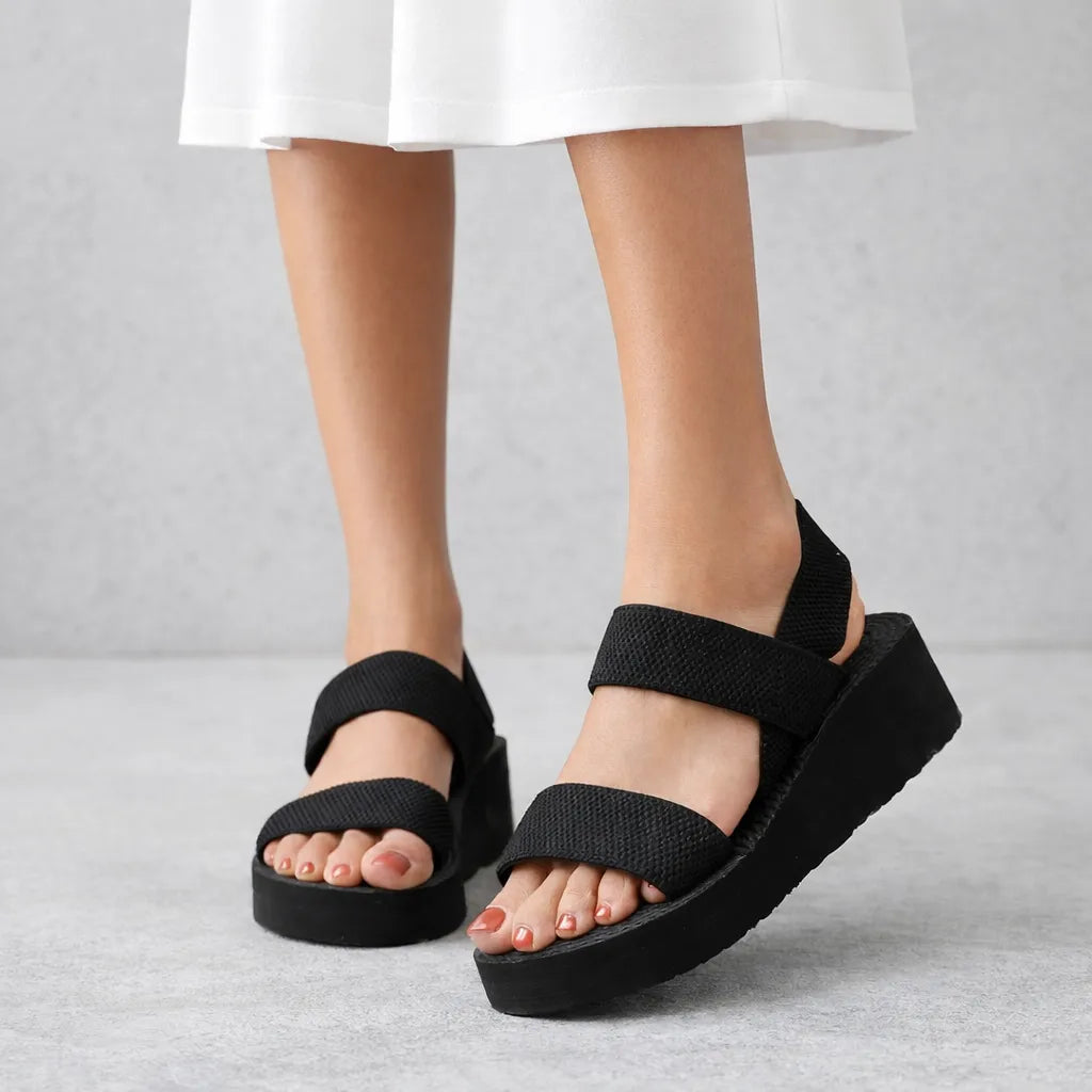 Sandale plateforme tissu Niloufar | Double bride stretch