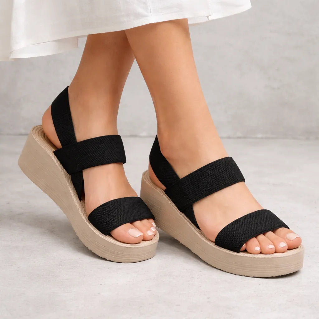 Sandale plateforme tissu Niloufar | Double bride stretch