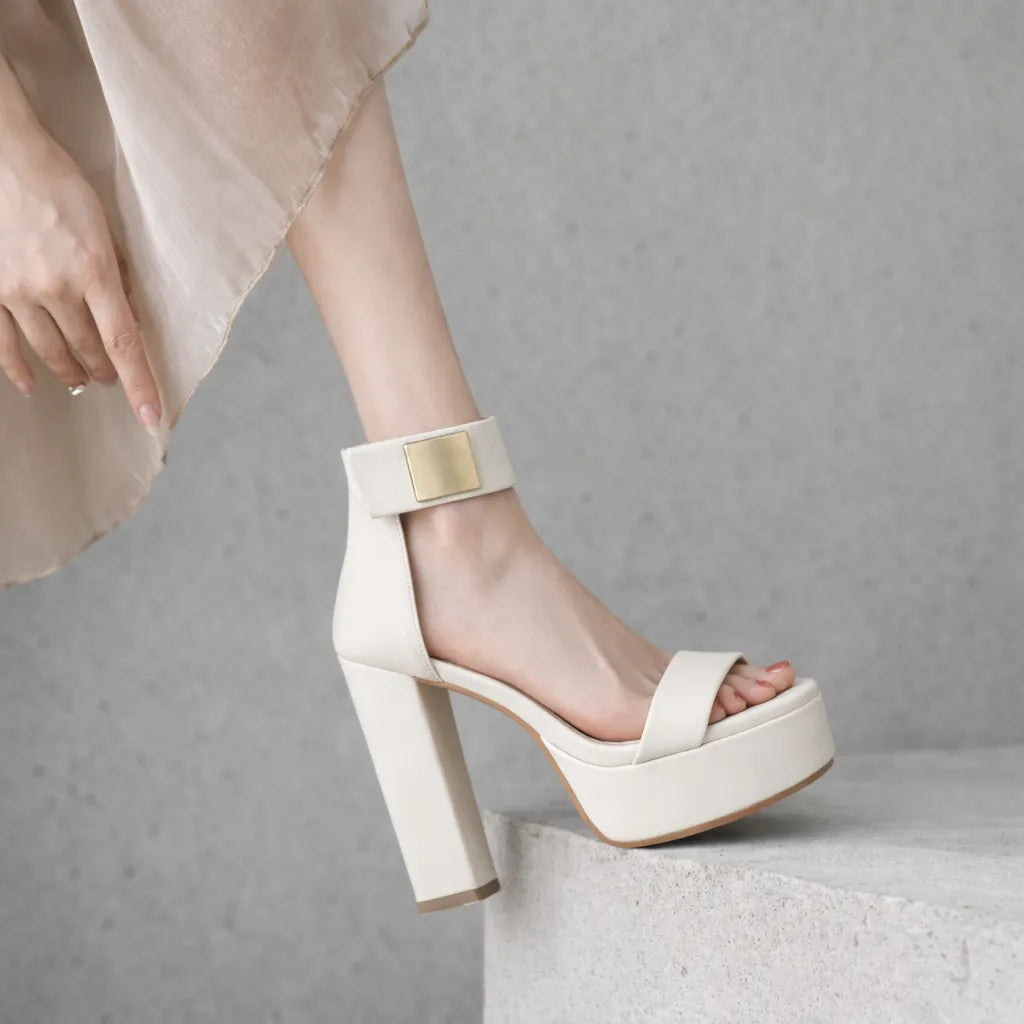 Sandale à manchette femme Vestria | Talon haut bloc carré