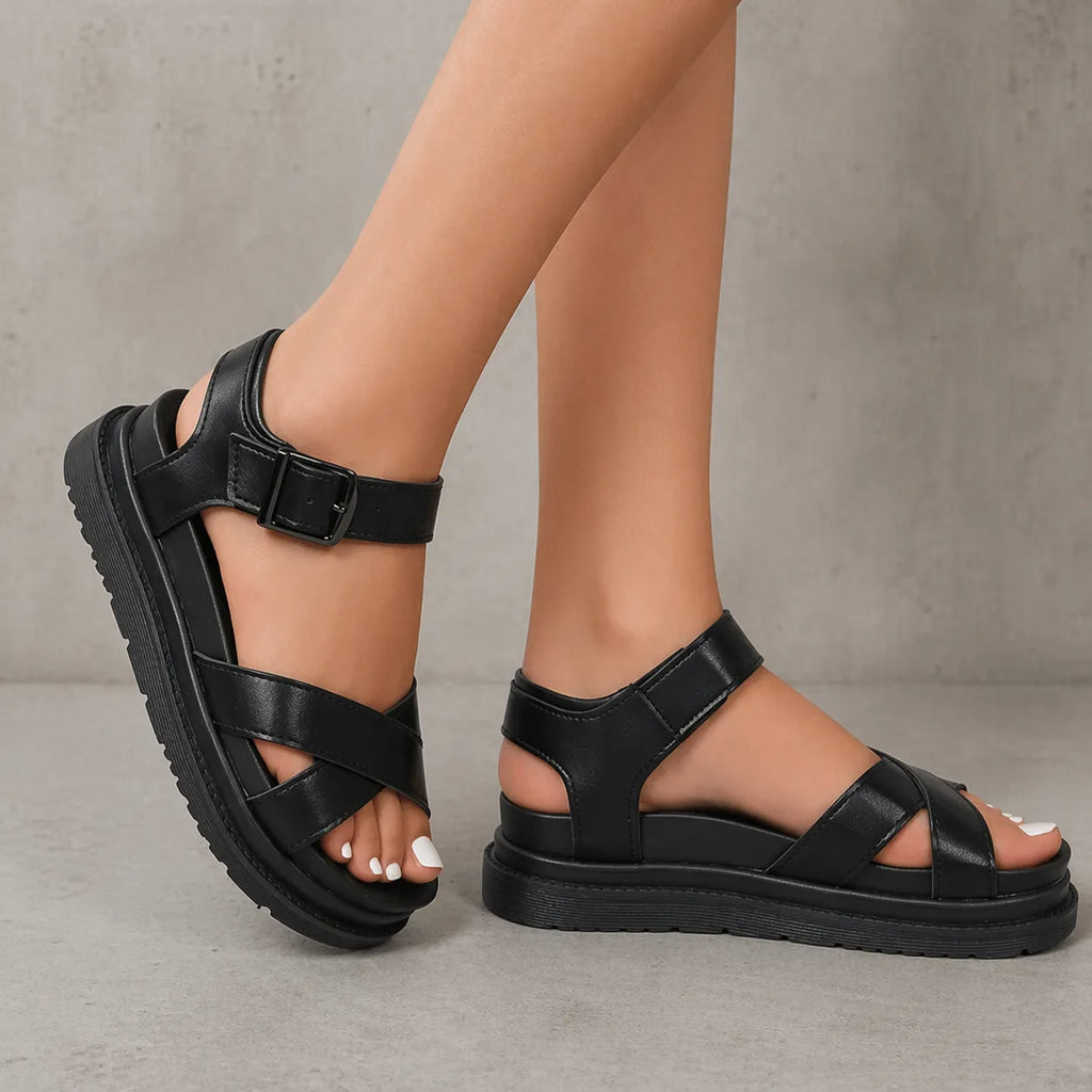 Sandale plateforme chunky Burgundia | Verni croisé