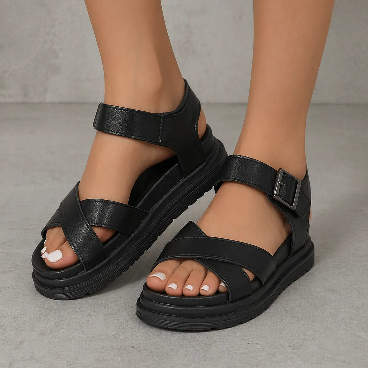 Sandale plateforme chunky Burgundia | Verni croisé
