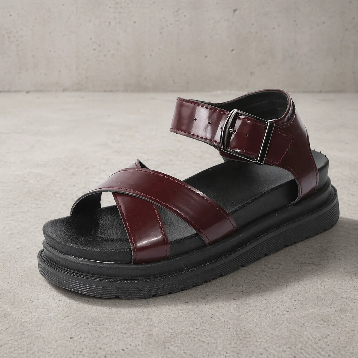 Sandale plateforme chunky Burgundia | Verni croisé