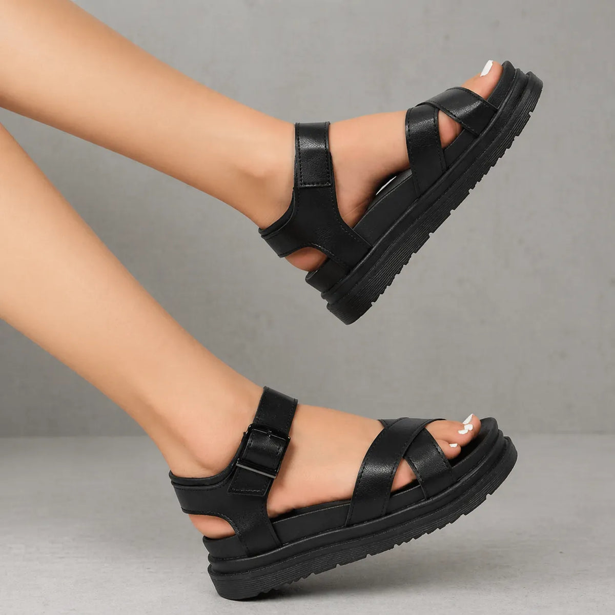 Sandale plateforme chunky Burgundia | Verni croisé