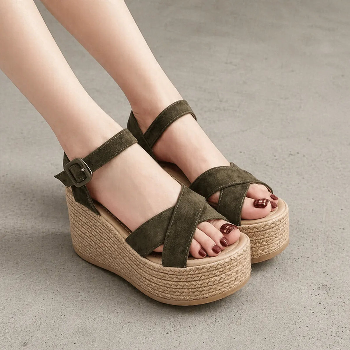 Sandale plateforme suède Botanika | Brides croisées jute