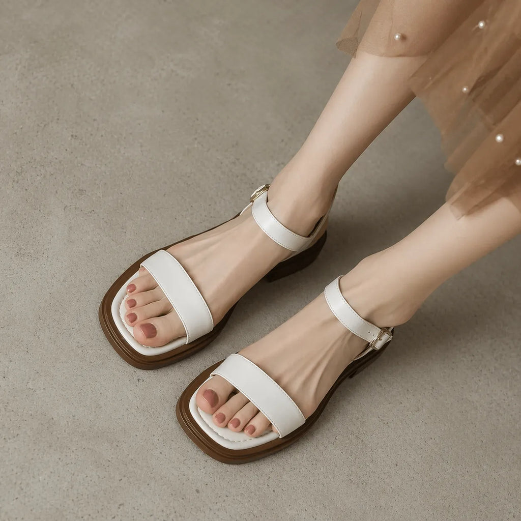 Sandales femme petit talon Ravenna | Cuir vintage