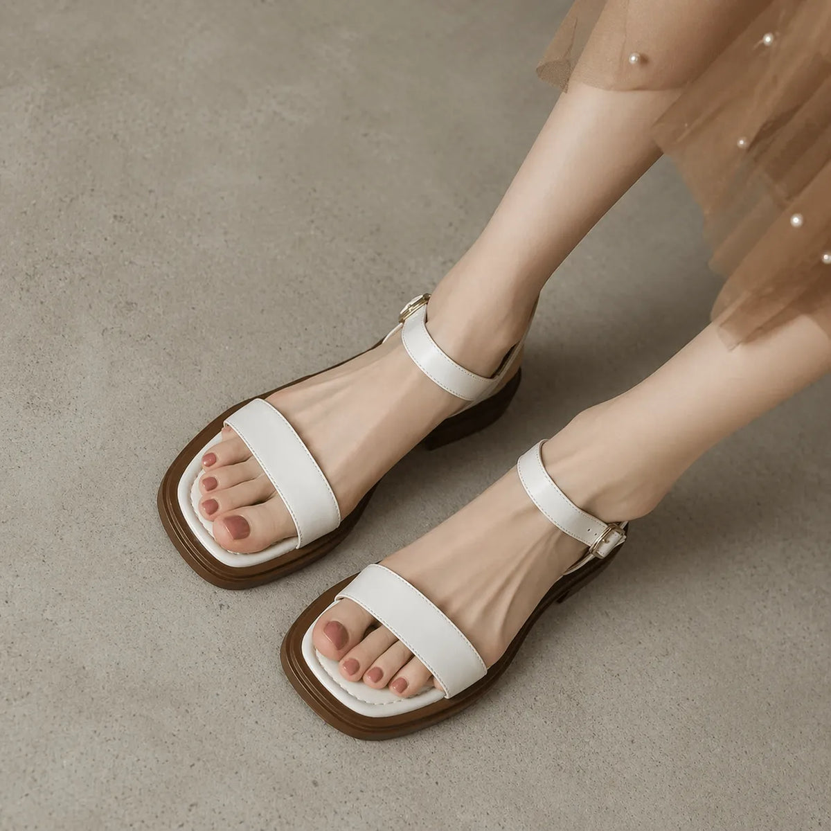 Sandales femme petit talon Ravenna | Cuir vintage