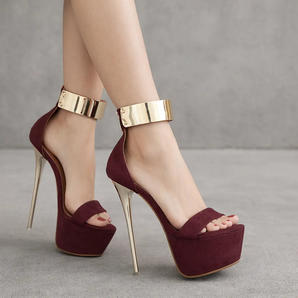 Sandale manchette dorée Shebania | Stiletto plateforme