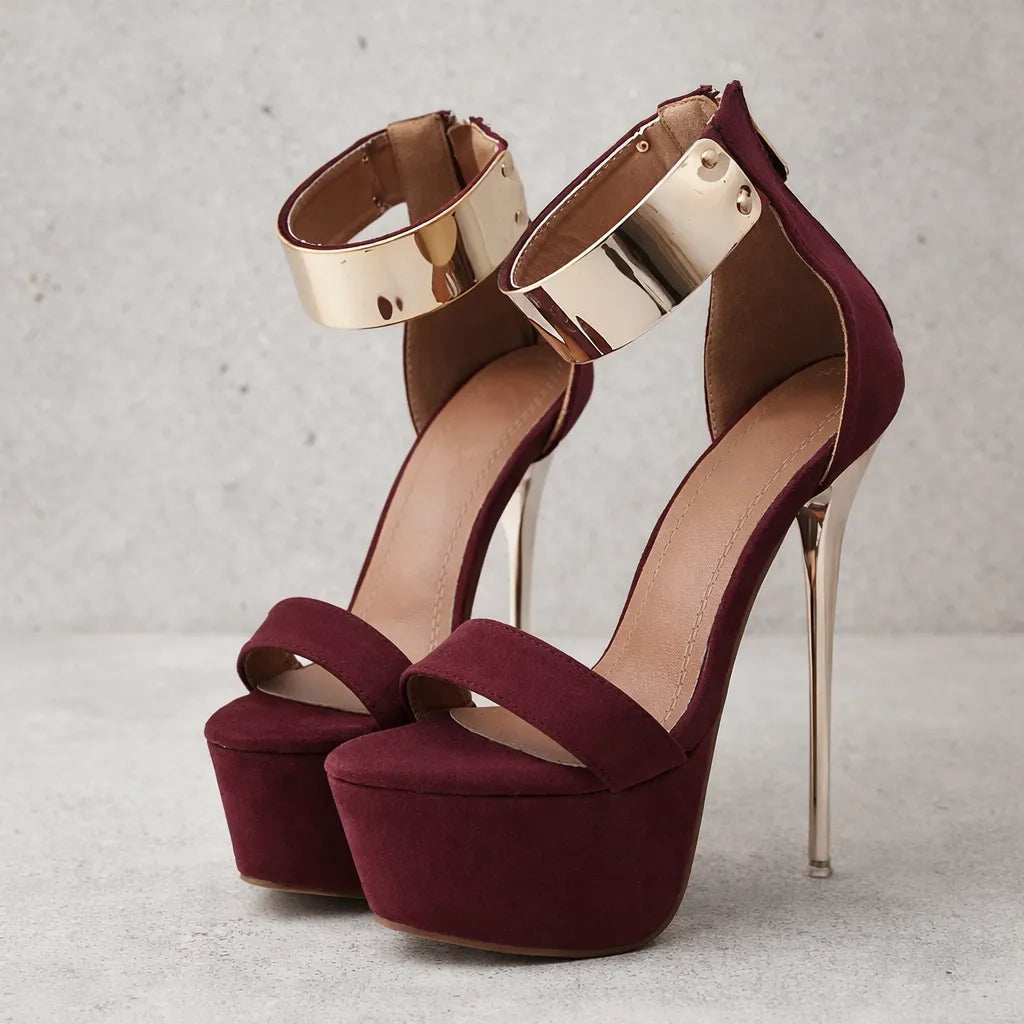 Sandale manchette dorée Shebania | Stiletto plateforme