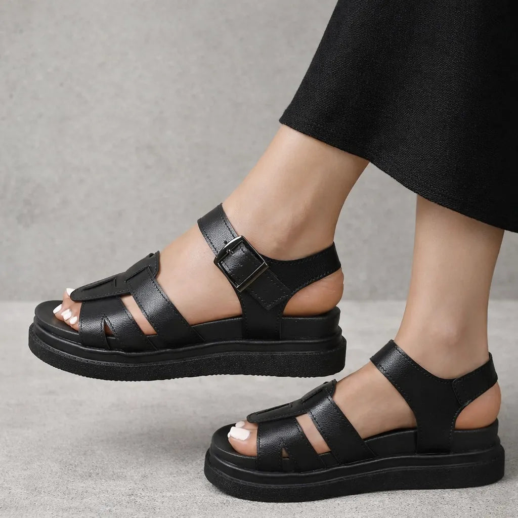 Sandale femme spartiate Arcadia | Plateforme chunky double boucle