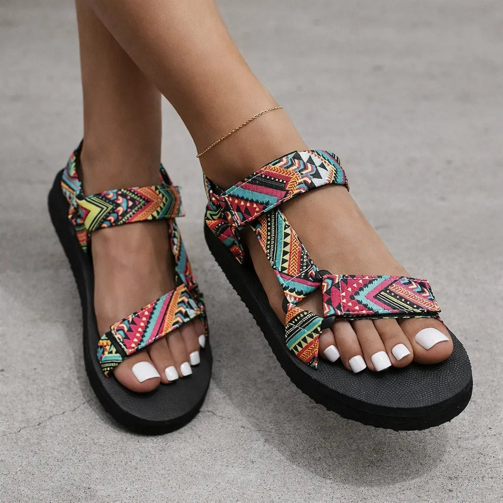 Sandale multicolore femme Mayana | Motifs aztèques