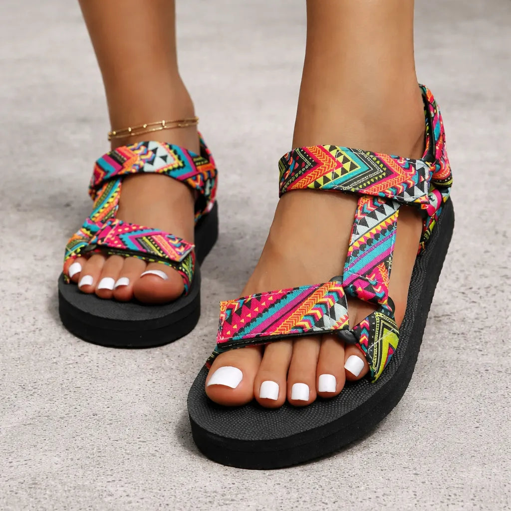 Sandale multicolore femme Mayana | Motifs aztèques
