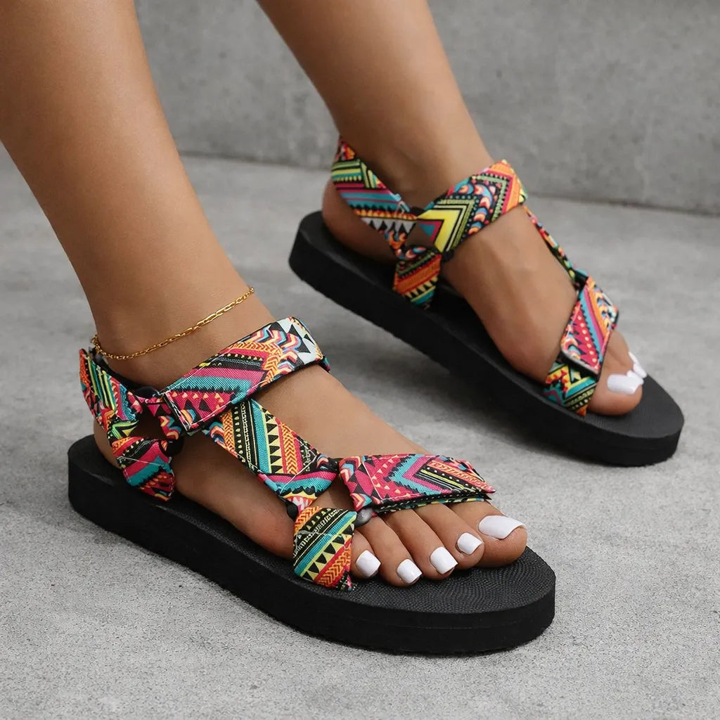 Sandale multicolore femme Mayana | Motifs aztèques