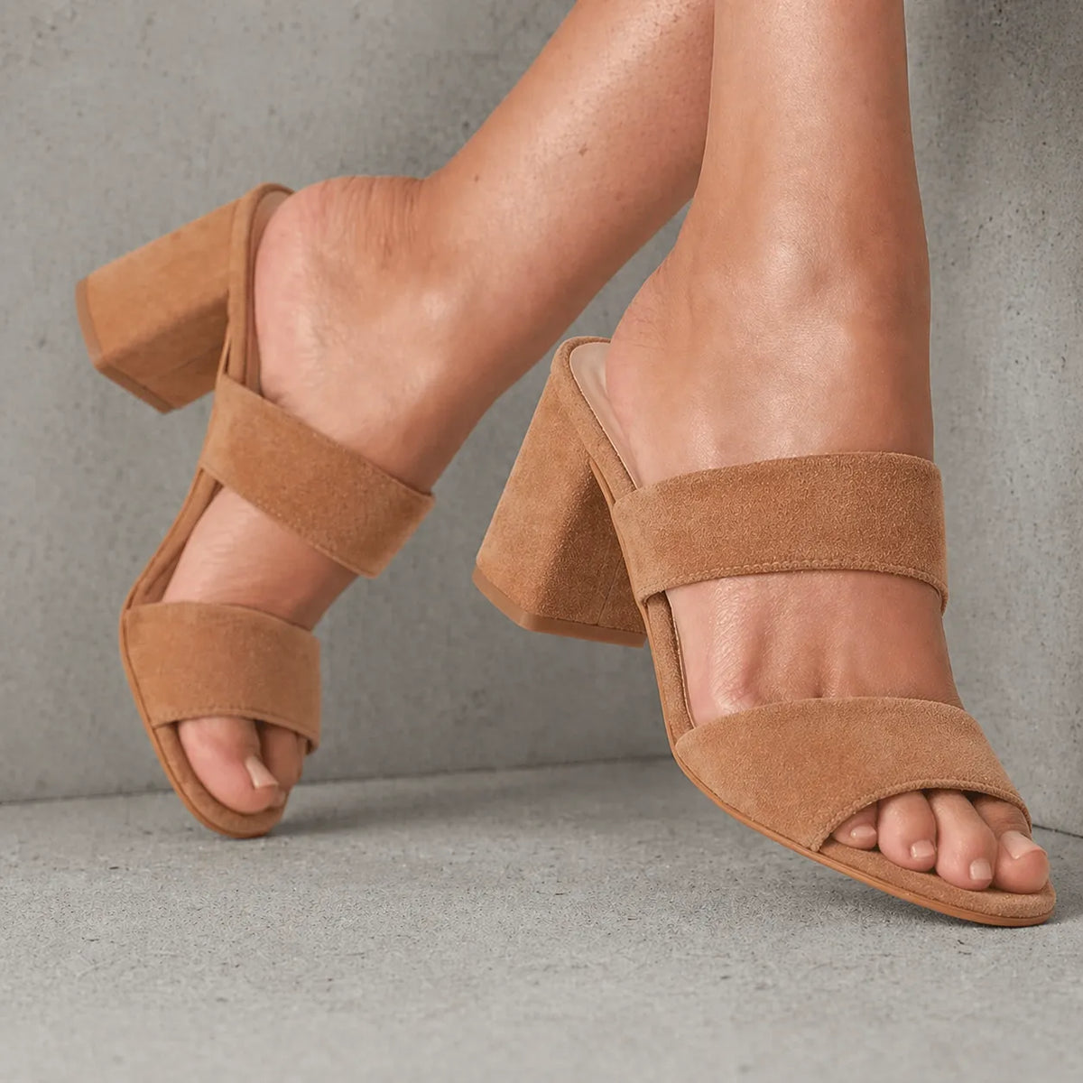 Mule suède talon femme Sultania | Double bande
