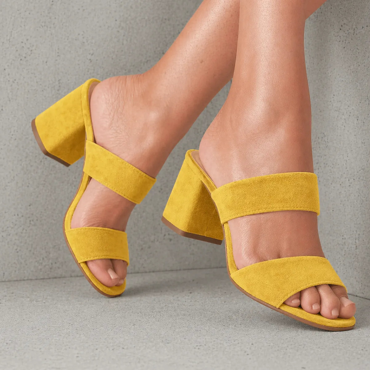 Mule suède talon femme Sultania | Double bande