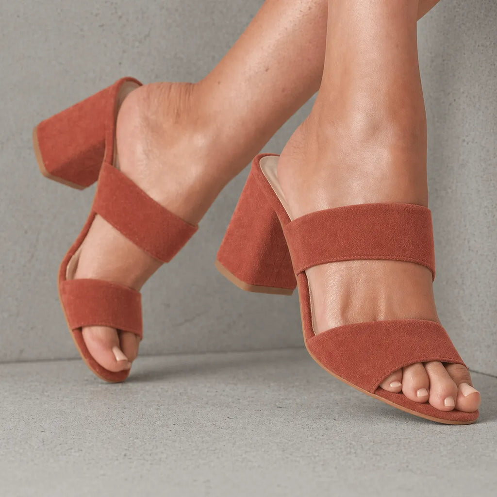 Mule suède talon femme Sultania | Double bande