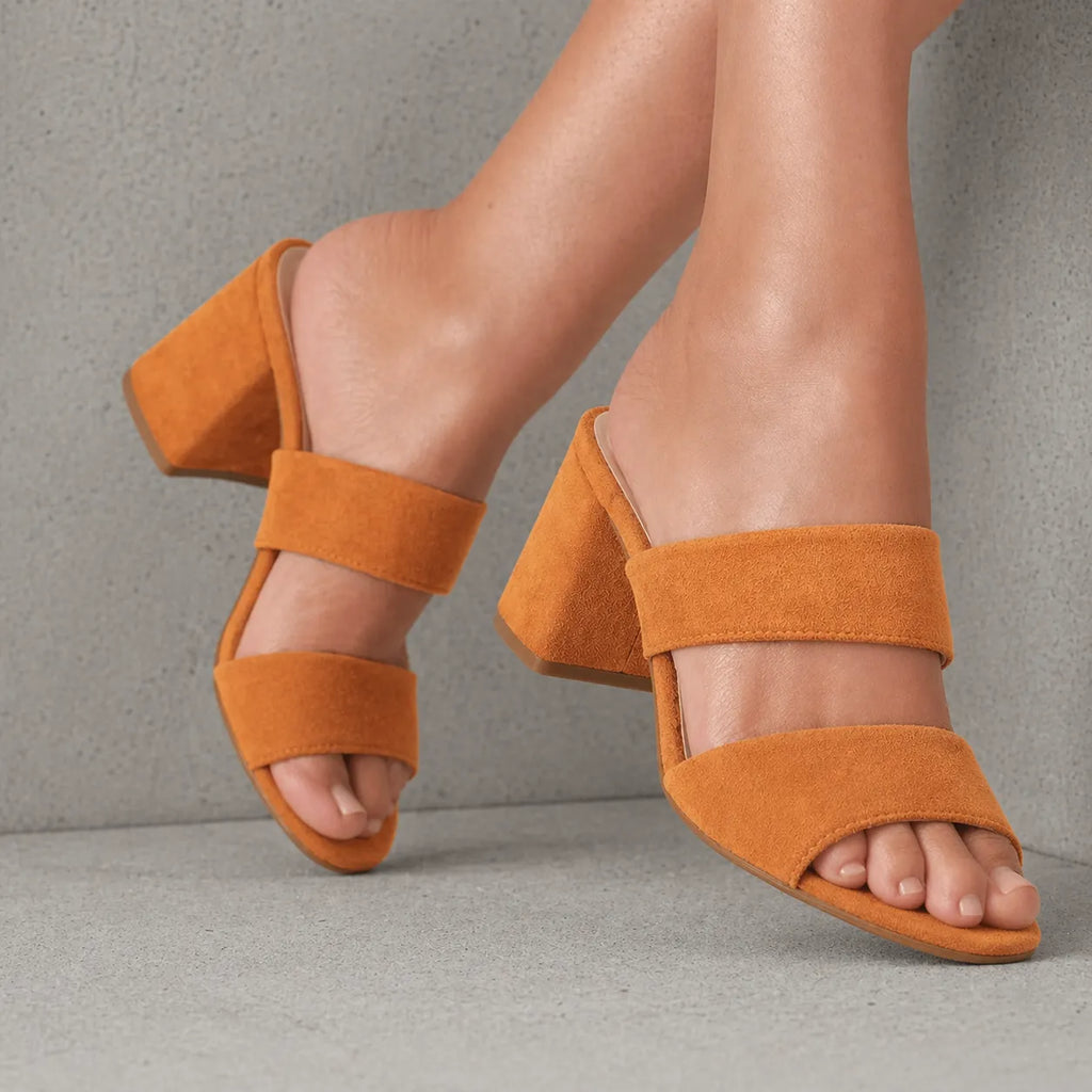 Mule suède talon femme Sultania | Double bande