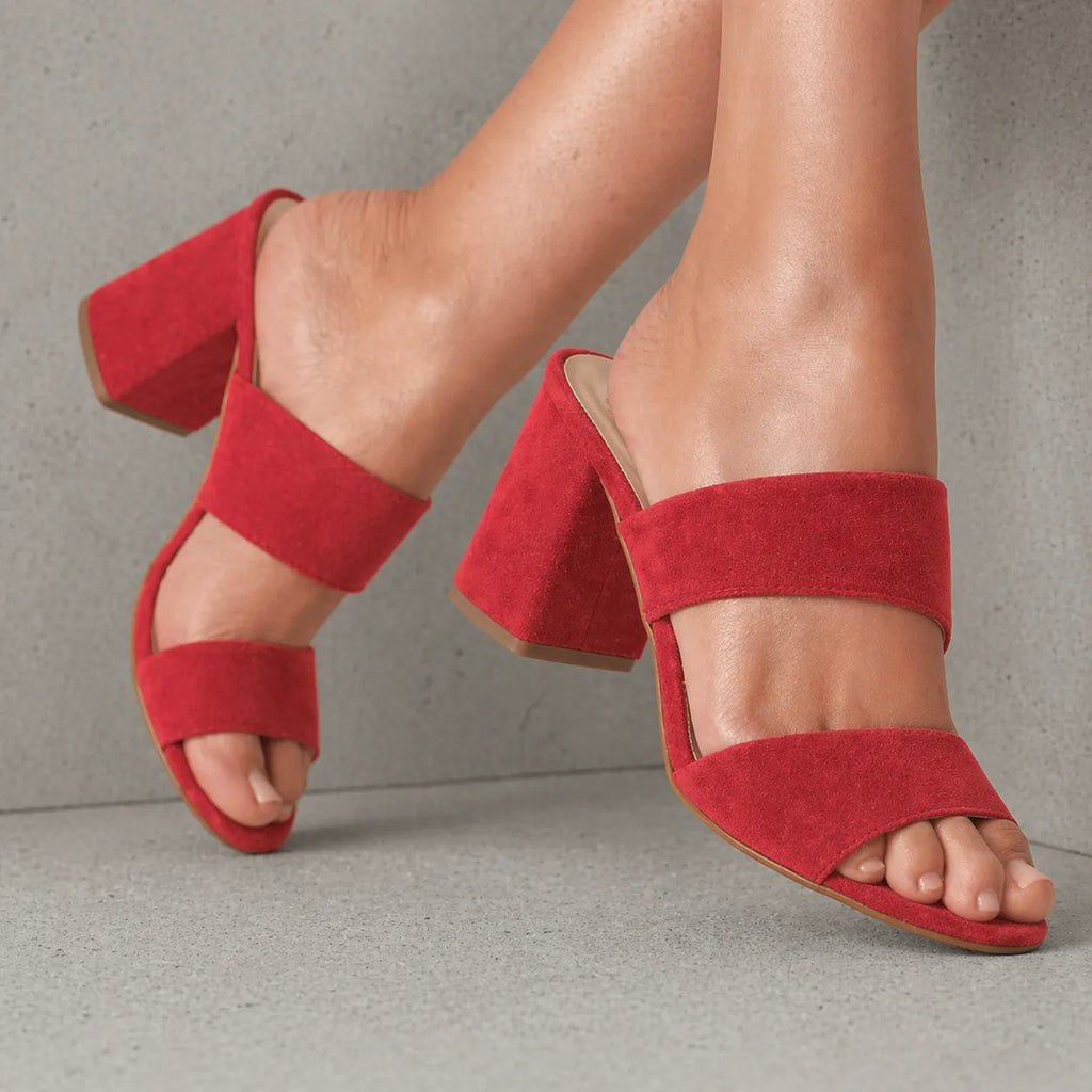 Mule suède talon femme Sultania | Double bande