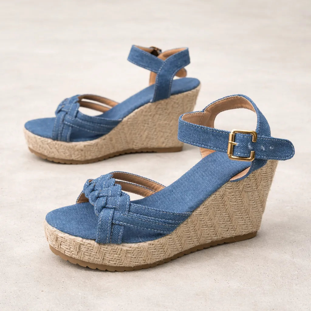 Sandale espadrille denim Havana | Brides tressées en X