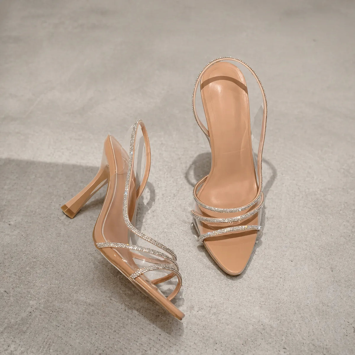 Sandales transparentes femme Crystalia | Strass cristal