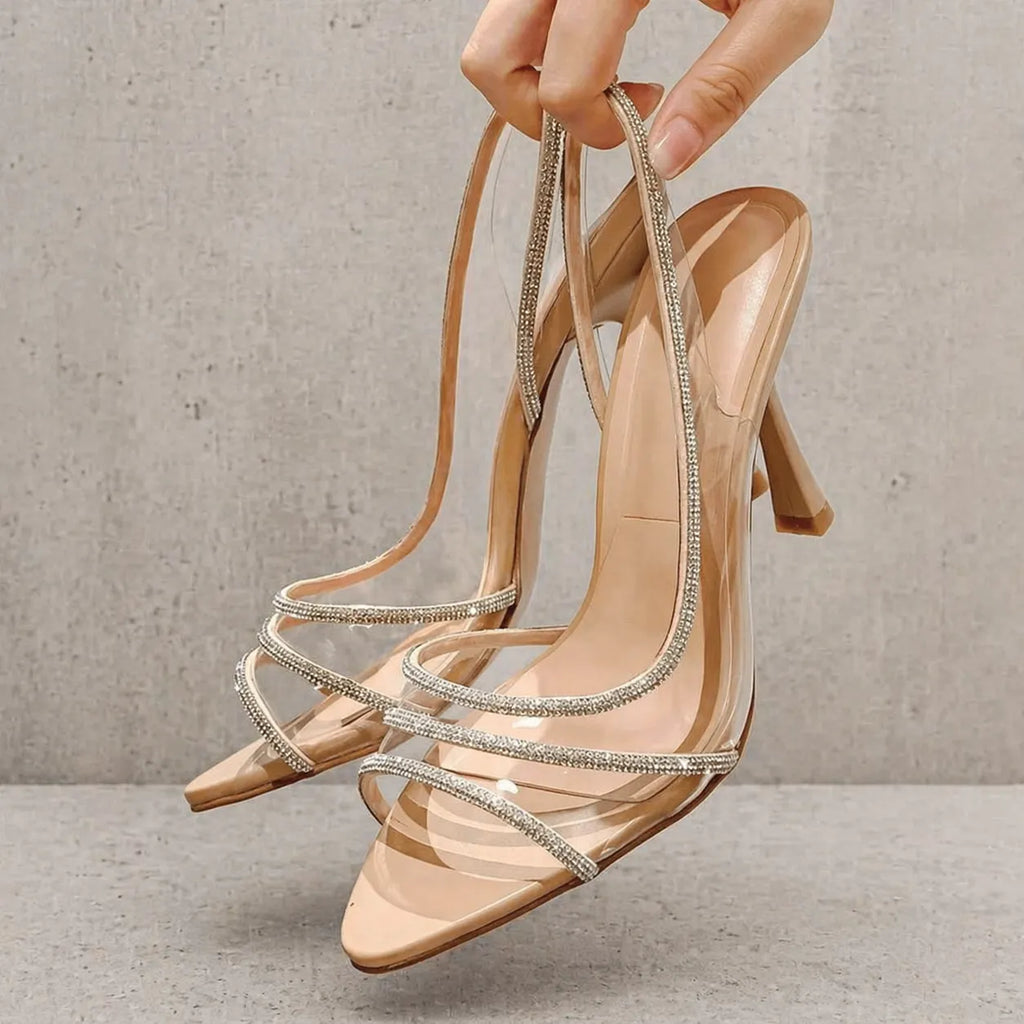 Sandales transparentes femme Crystalia | Strass cristal