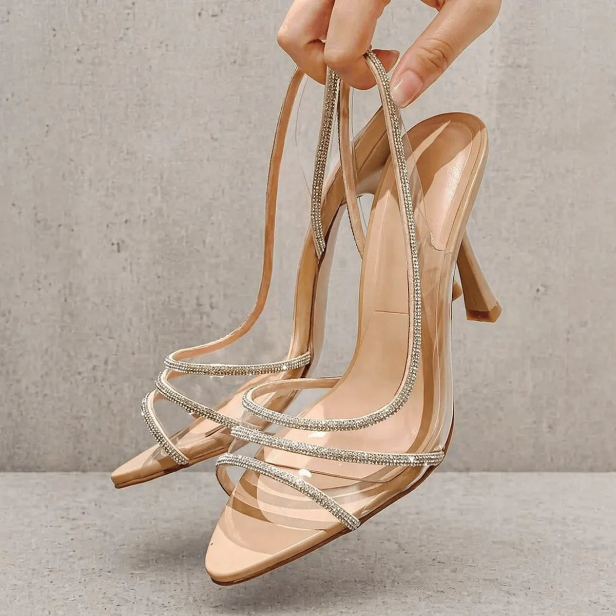 Sandales transparentes femme Crystalia | Strass cristal